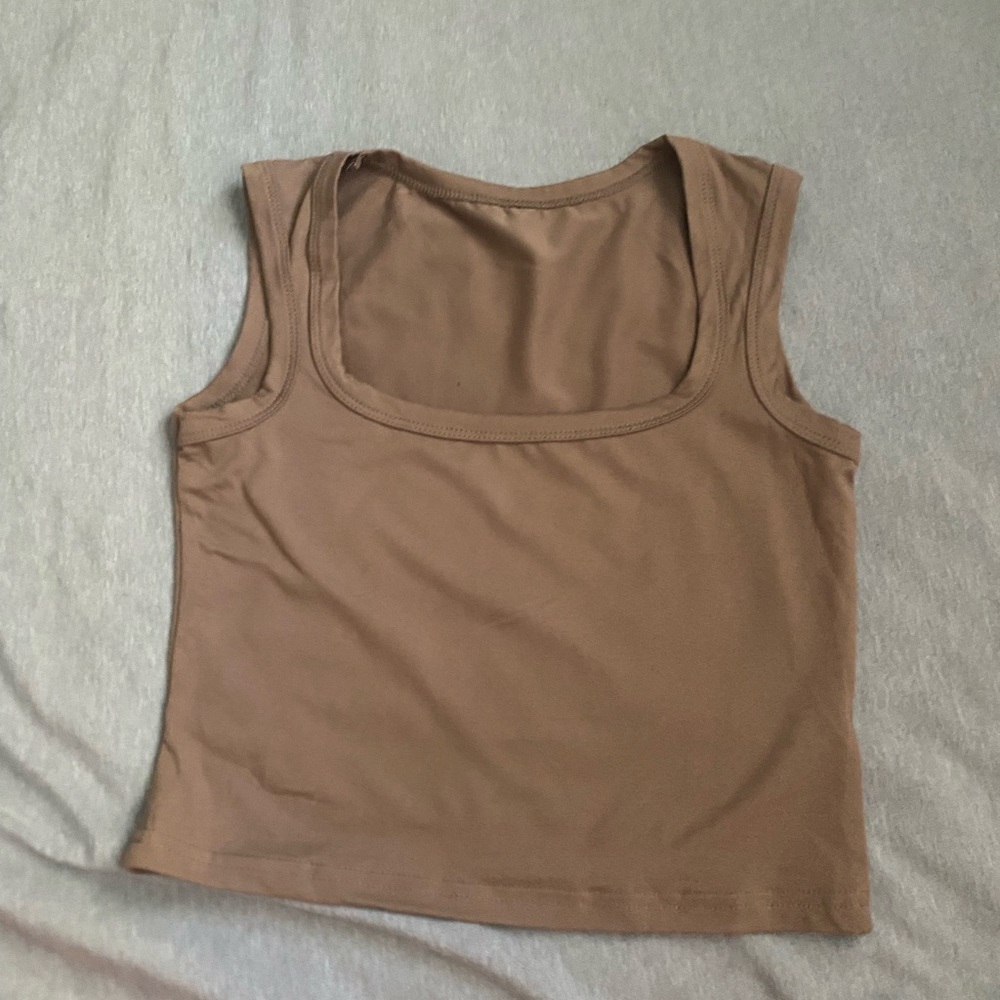 Edikted Tan Fitted Crop Tank Top. Send offers!